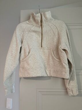 Amazon Heathered Cream Half-Zip Pullover Hoodie